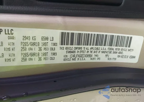 2014 Jeep Grand Cherokee Laredo z USA, uszkodzony, nr VIN 1C4RJFAG6EC430964